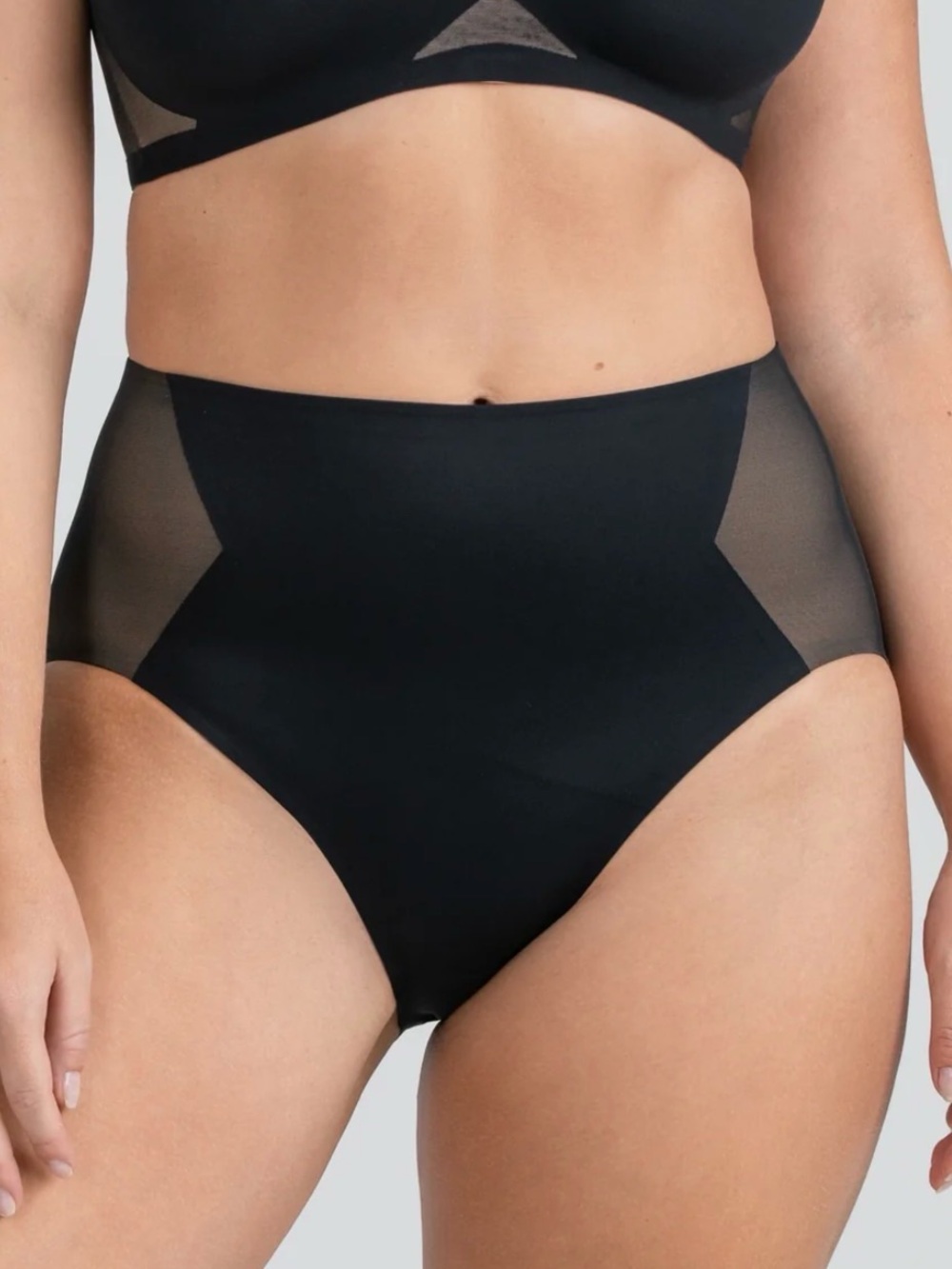 Honeylove Black High-Waist crossover Shaping Briefs with Mesh Panels